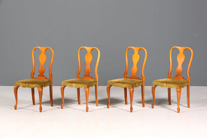 4x Wunderschöne Chippendale Stühle Barock Stil Stuhlset Polsterstuhl Set Küchenstühle Esszimmer Stühle