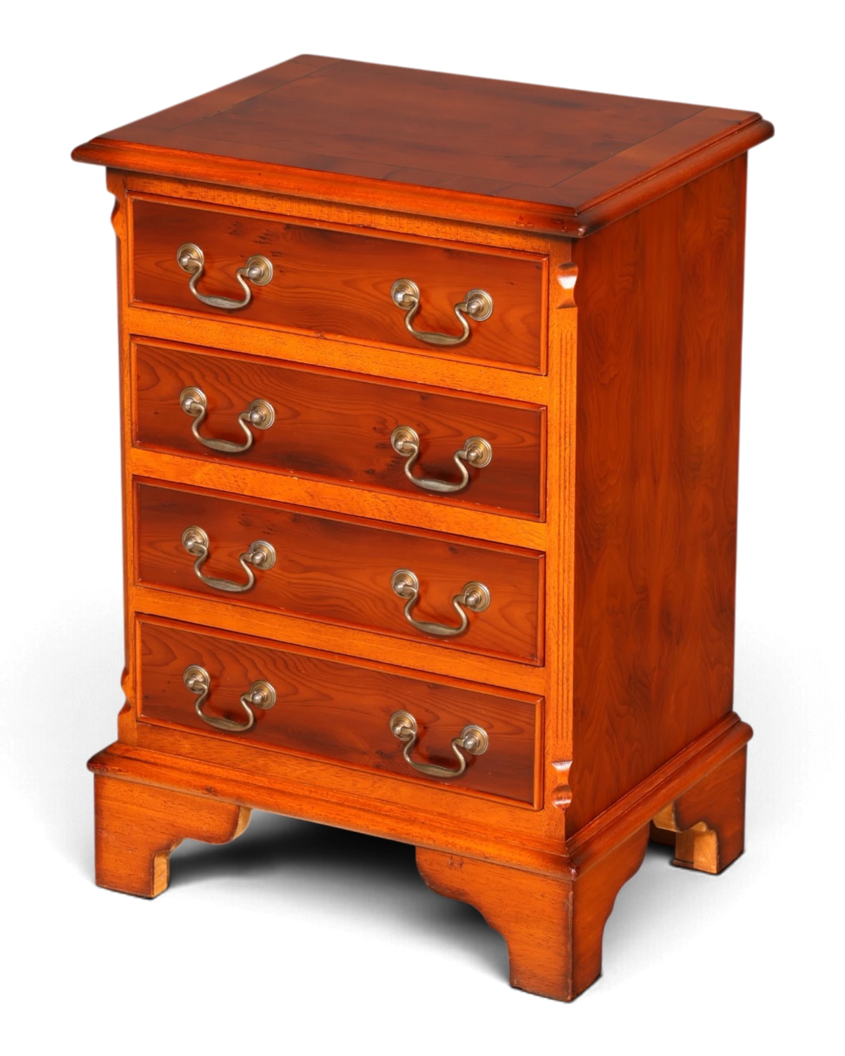 Beautiful Small Yew Chest of Drawers in English Style, Side Cabinet, Chest, Solid Wood, Vintage