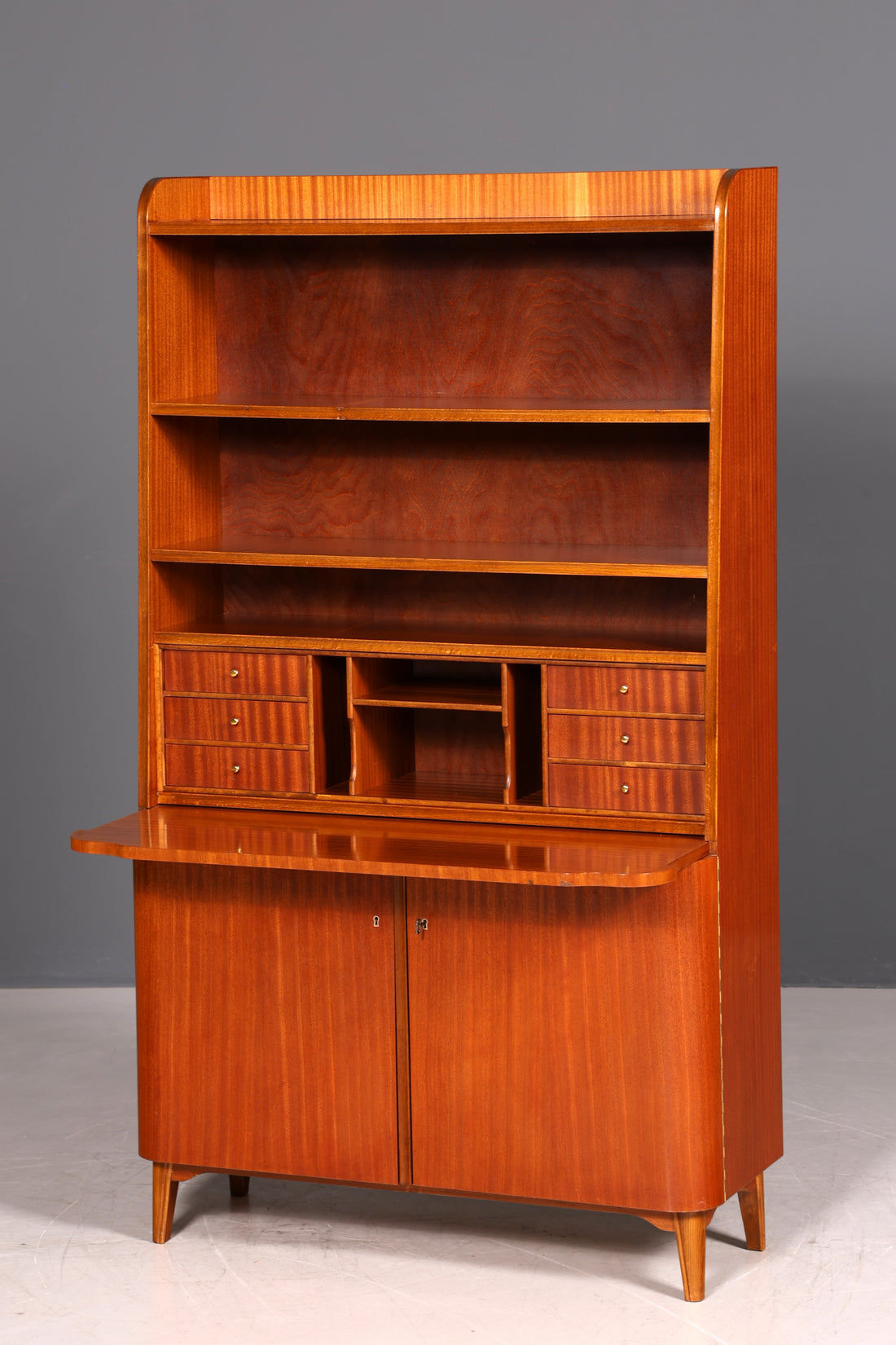 Wunderschöner Mid Century Schrank Bücherregal Danish Design Vintage Sekretär Highboard Holz Regal