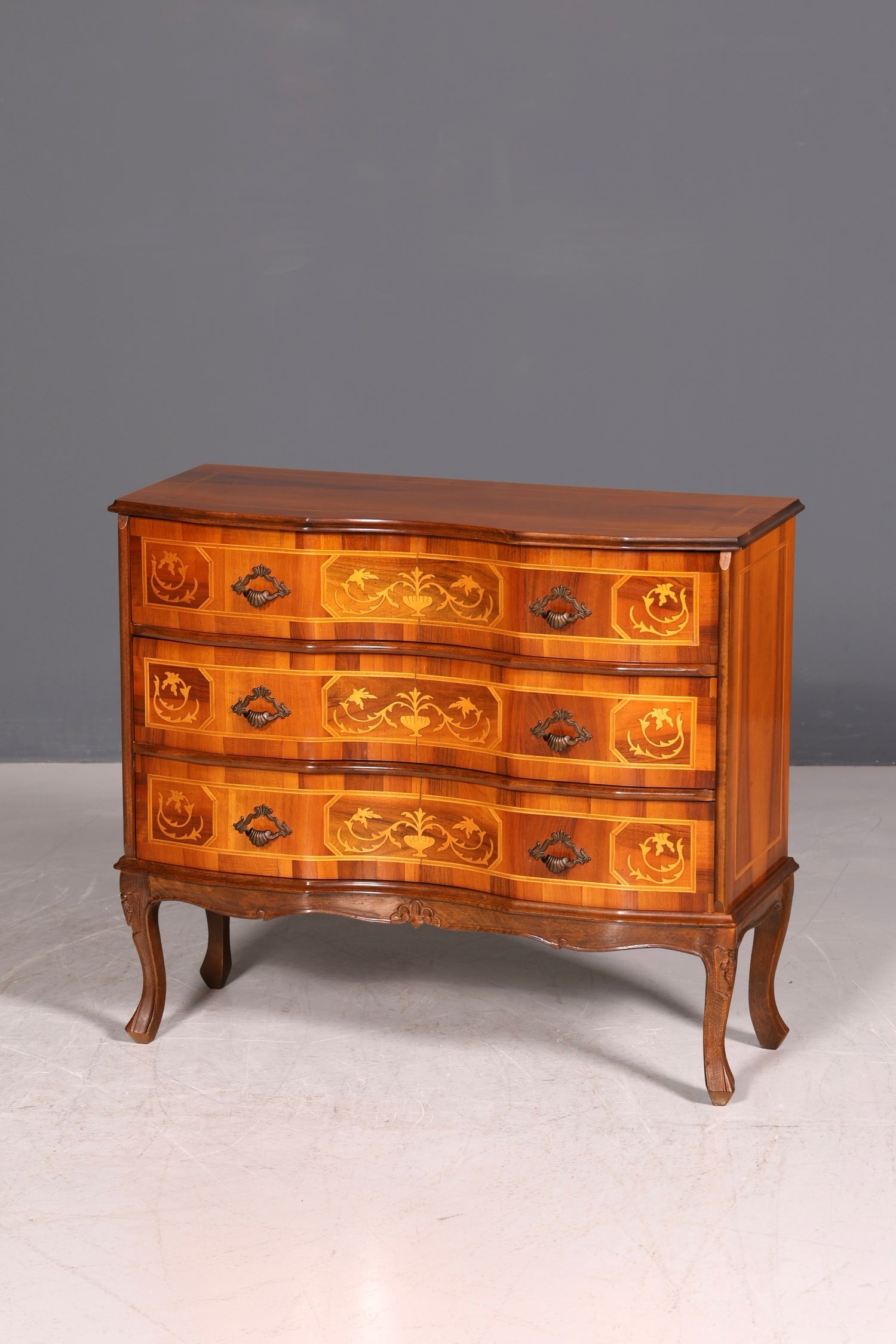 G023 Finish cm Traumhafte Kommode im Barock Stil Sideboard Intarsien echt Holz Schubladenkommode