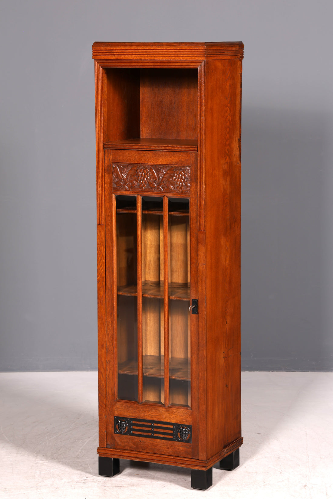 Traumhafte Jugendstil Vitrine Antike Holz Bücherschrank Eiche Antik Schrank Geschirrschrank 2 von 2