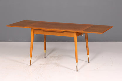 Magnifique table de cuisine du milieu du siècle, table vintage extensible et réglable en hauteur, table à manger en bois des années 60