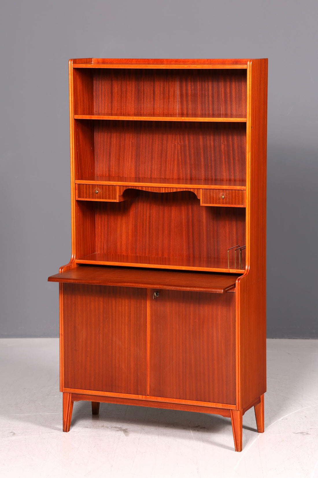 Wunderschöner Mid Century Schrank Sekretär Bücherregal Highboard Vintage Regal Kommode Holz