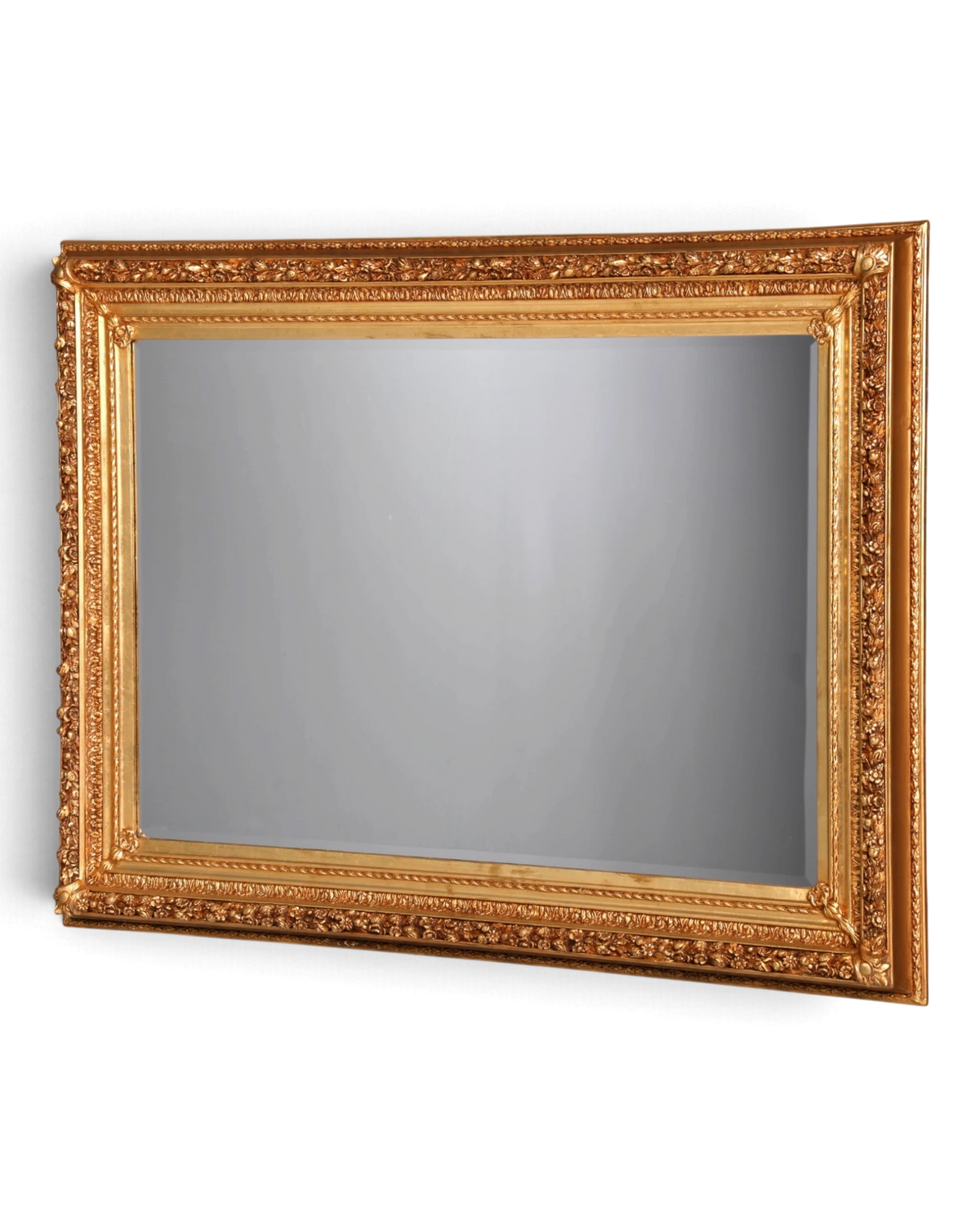 Magnificent XXL Baroque-style wall mirror with gold ornaments, hallway mirror with beveled edges