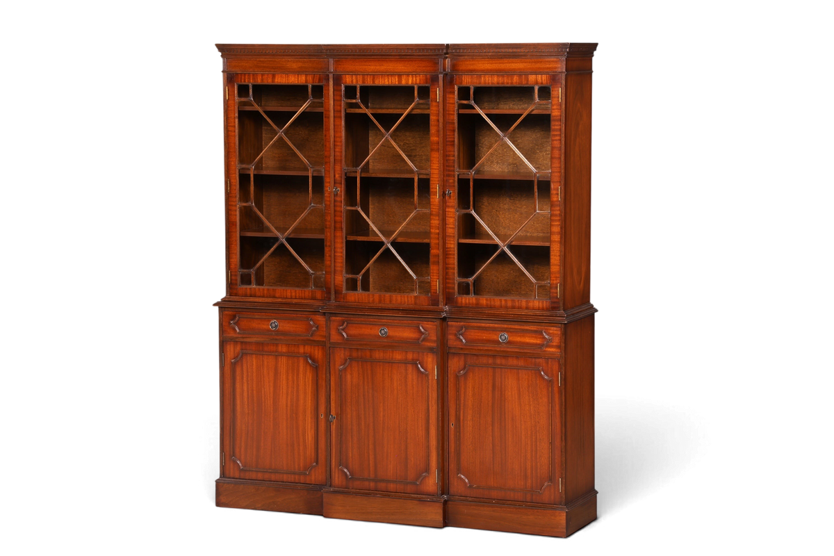 Hauptstadt Möblerei englische Mahagoni Vitrine mit Sprossentüren und Unterschrank im antiken Bibliotheksstil