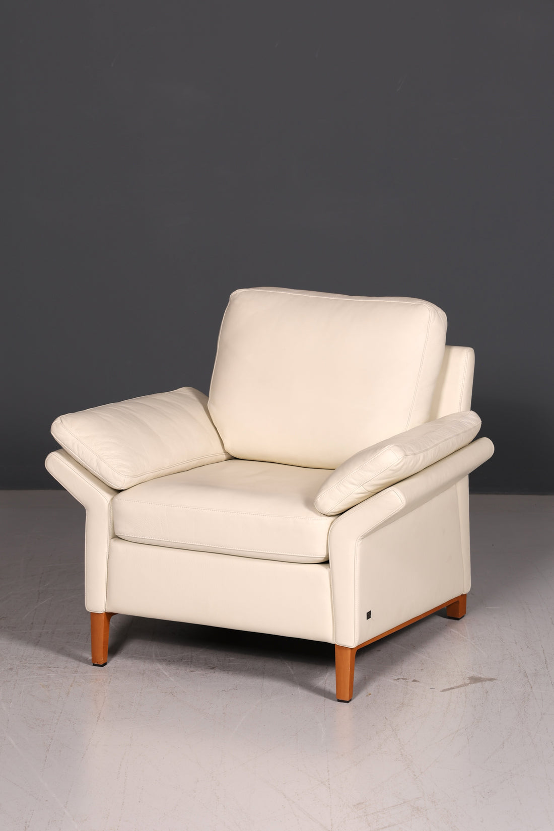 Beautiful Original Rolf Benz Armchair Model 3300 Cream Genuine Leather Leather Armchair Designer Lounge Chair