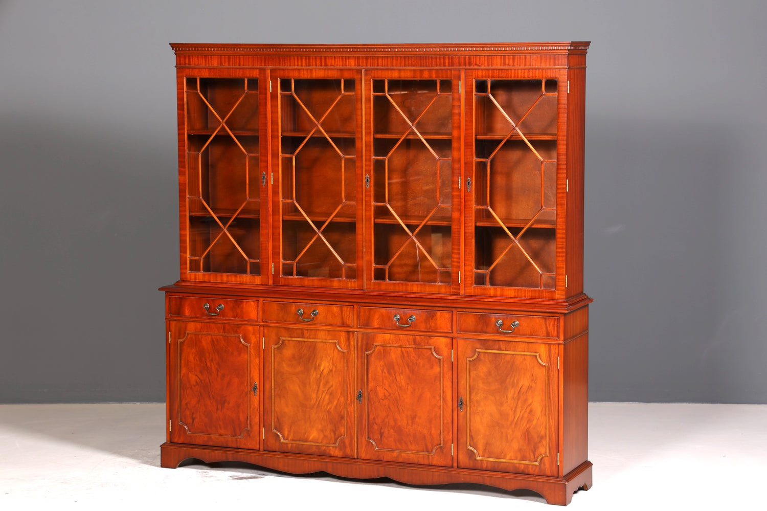 Wunderschöne Englische Vitrine Bücherschrank Buffet Antik Stil Englisch Mahagoni Glasvitrine Bibliothek