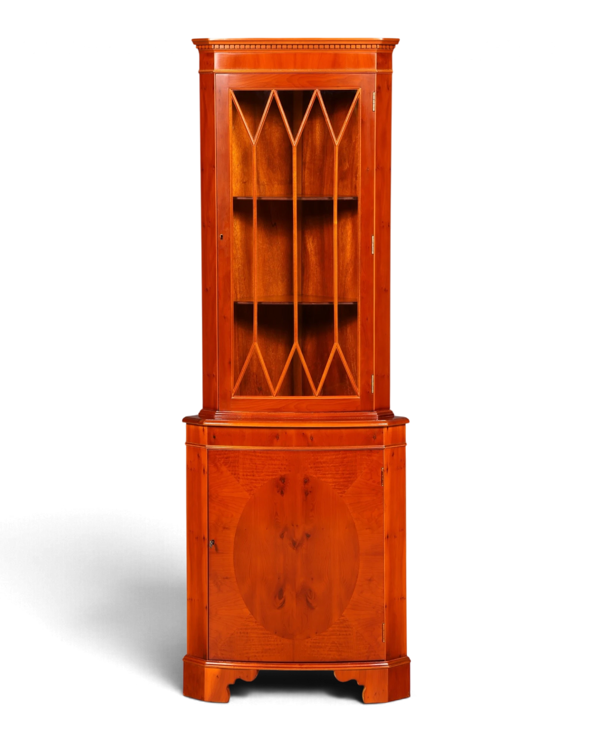 Traumhafte Englische Eckvitrine Eibe Eckschrank Glasvitrine Vitrine Sprossentür 60er Echt Holz Vintage
