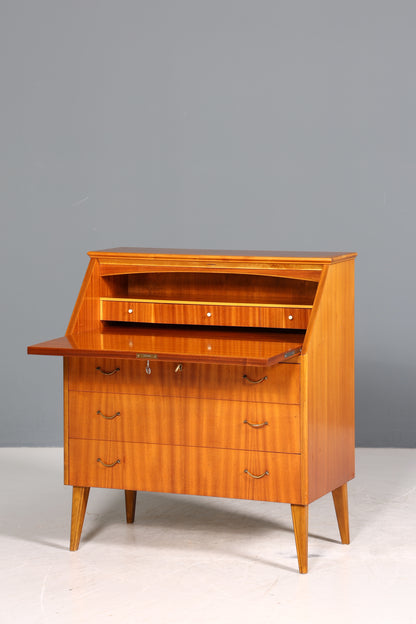 Schlichter Mid Century Sekretär Vintage Schreibmöbel echt Holz Kommode Office Secretary