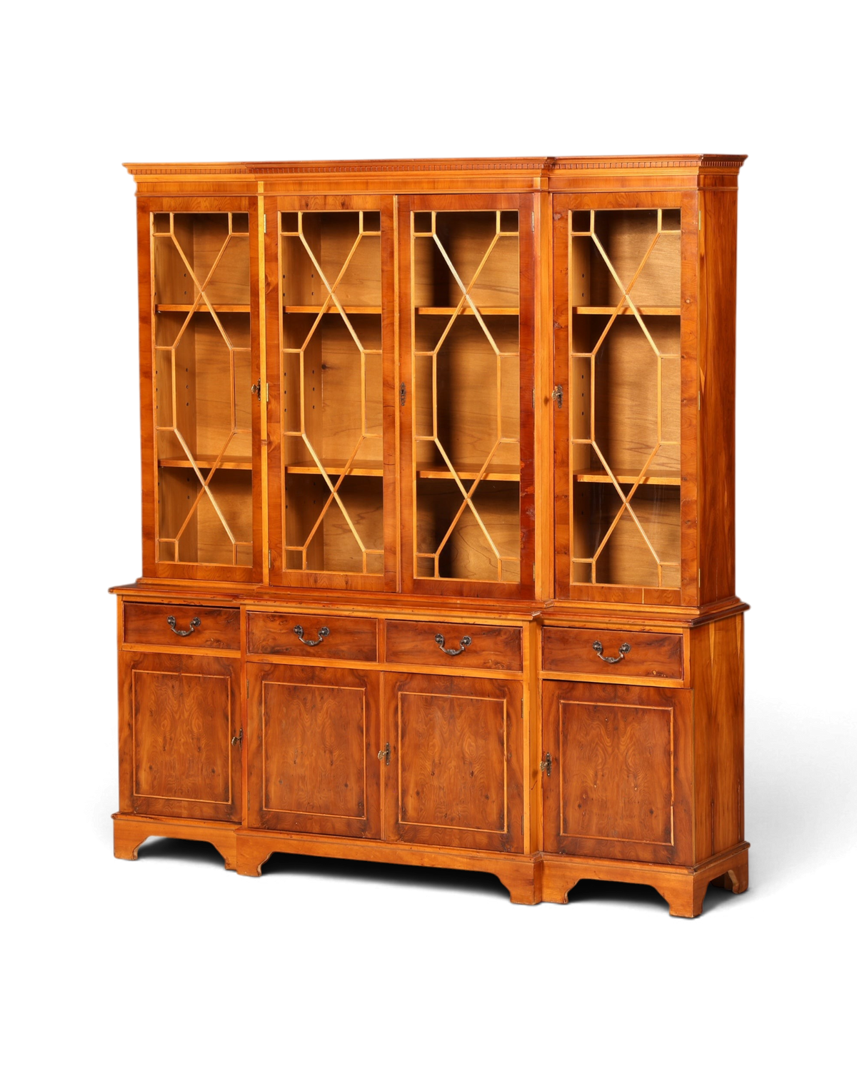 Hauptstadt Möblerei englische Vitrine aus Echtholz mit Glasfronten, Schubladen und Schrankfächern im Vintage-Stil