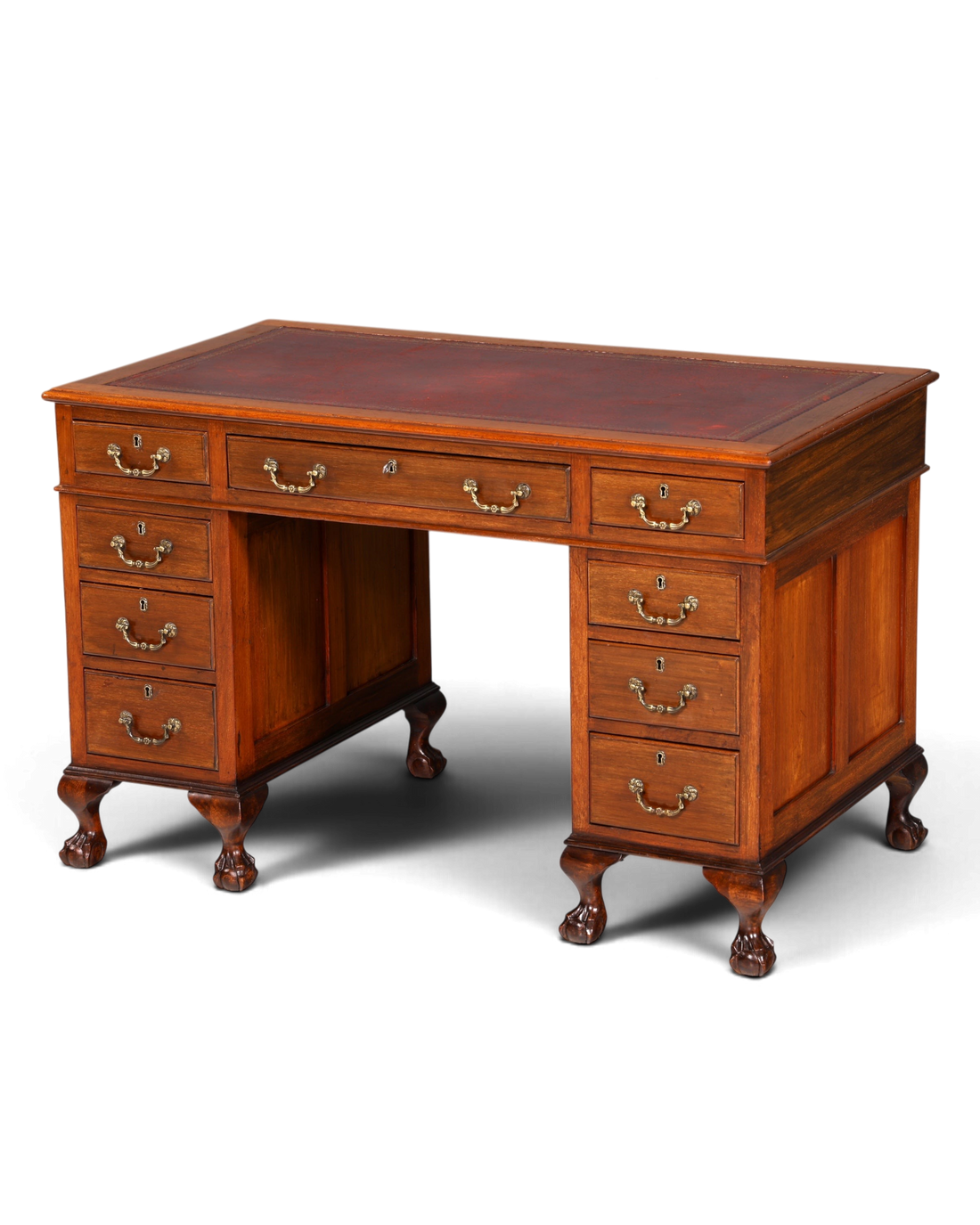 G362 Finish Wunderschöner Englischer Schreibtisch echt Lederauflage Bürotisch Antik Stil Office Desk (Kopie 2)