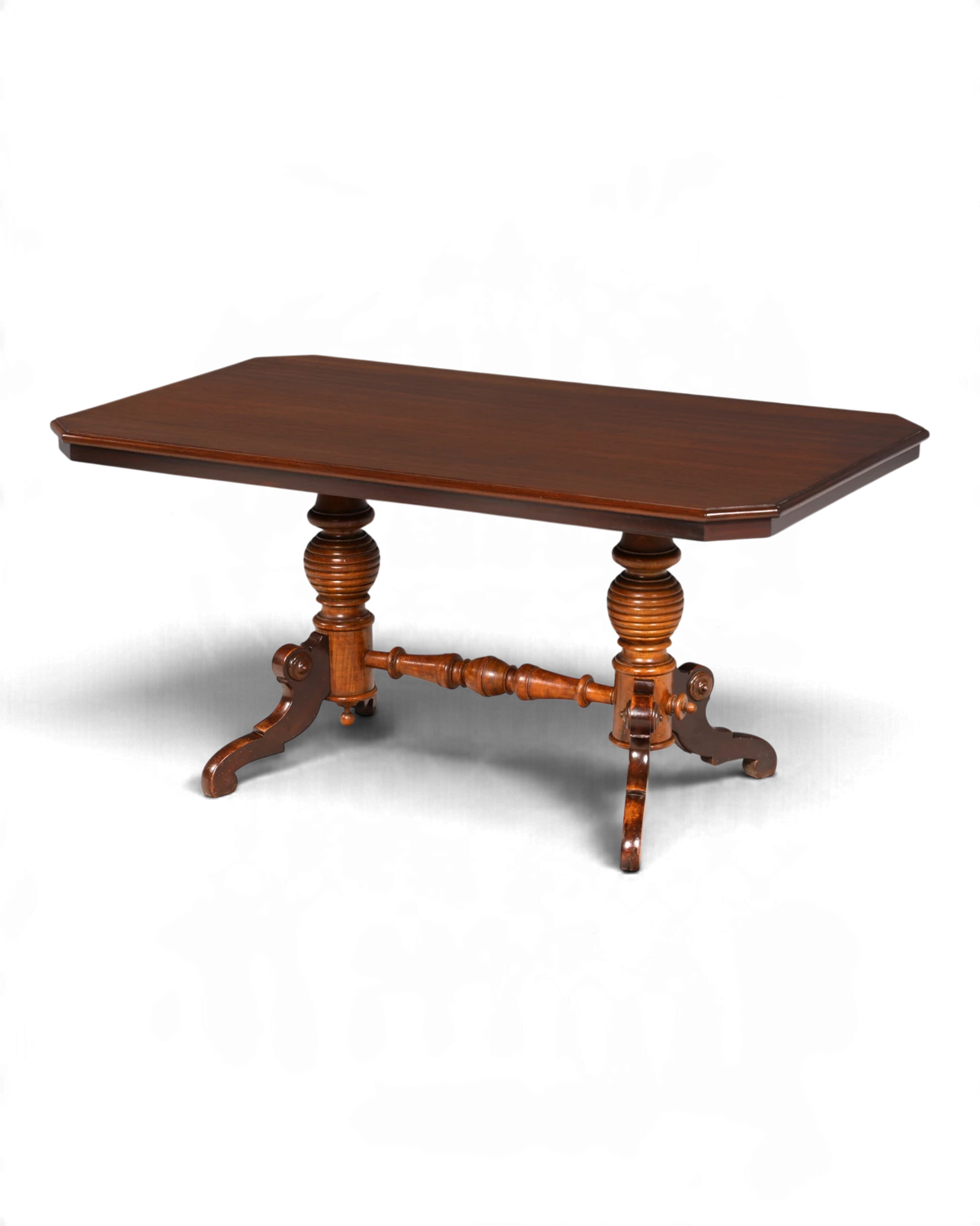 Magnifique table de style Gründerzeit, table basse aux pieds tournés, table de salon en bois massif, table de salon, table basse antique