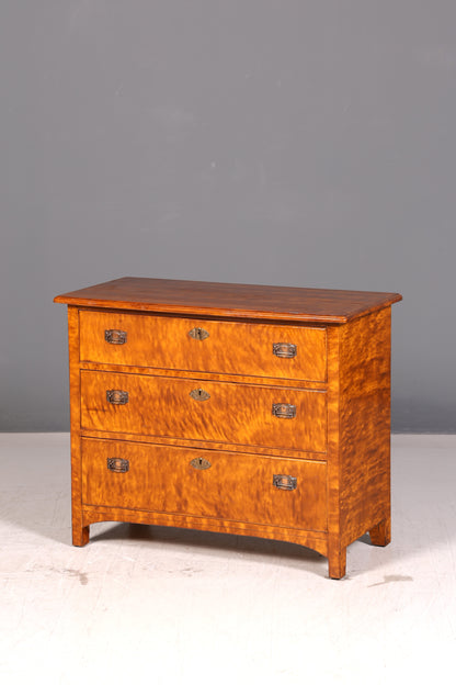 Wunderschöne Kommode im Antik Stil Schubladenkommode Echt Holz Jugendstil Messingbeschläge Wäschekommode Vintage