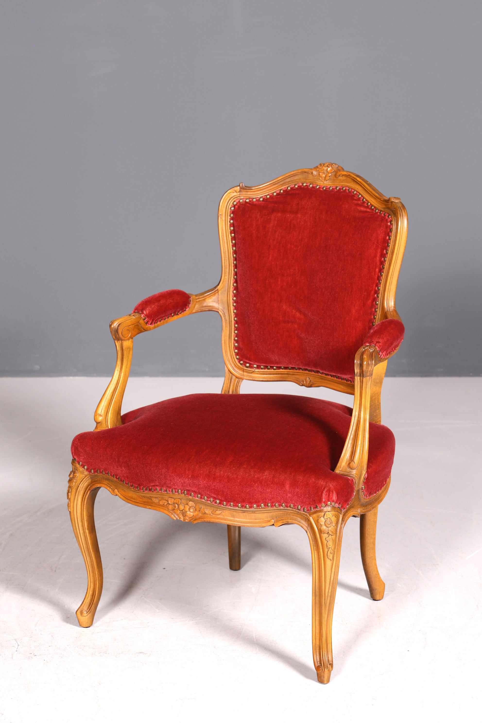 Magnifique fauteuil Chippendale, chaise secrétaire de style Chippendale, fauteuil en velours, 2 sur 2