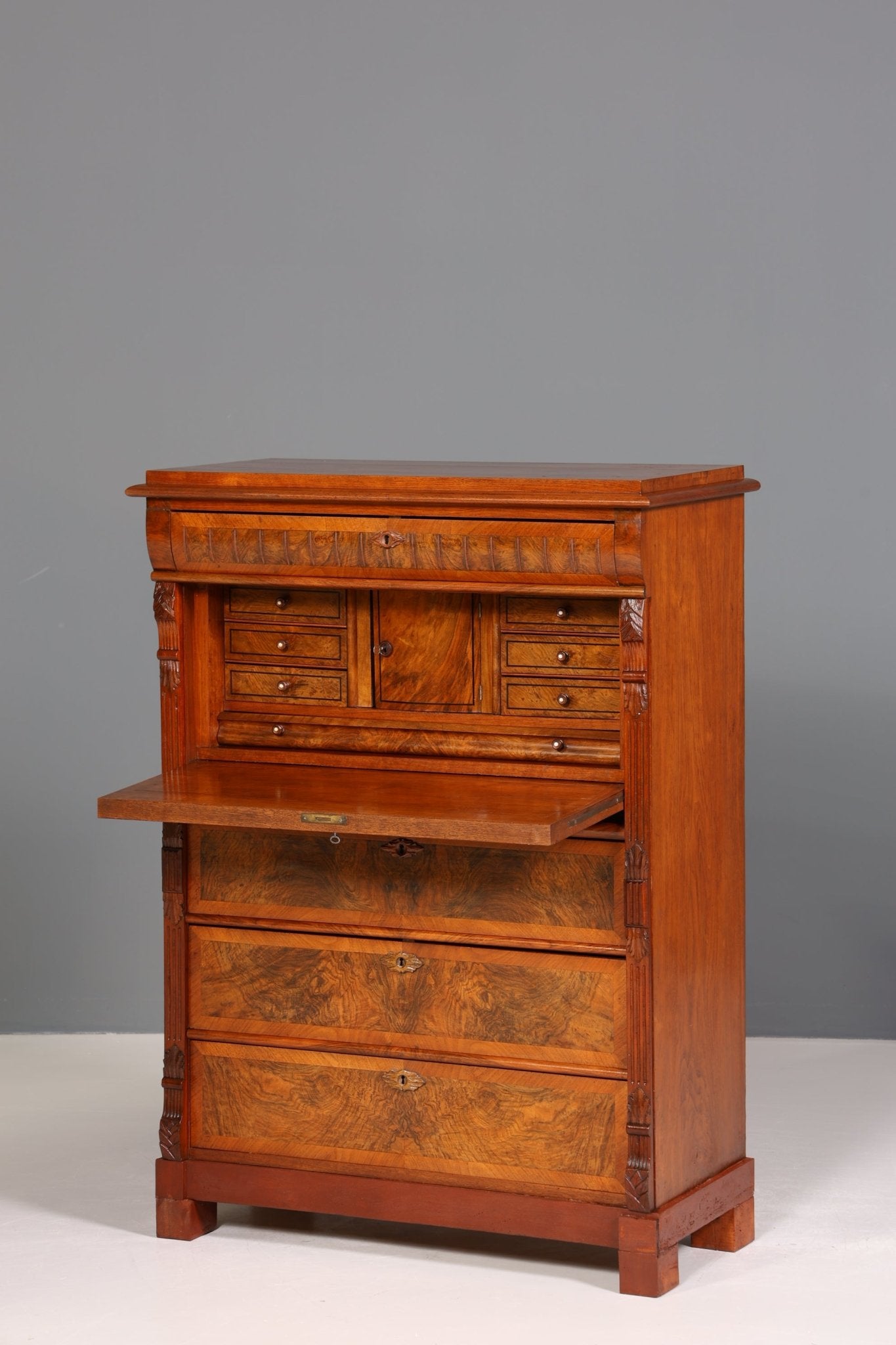 Stilvoller Gründerzeit Sekretär Vertiko Highboard Jugendstil Kommode Schrank um 1880