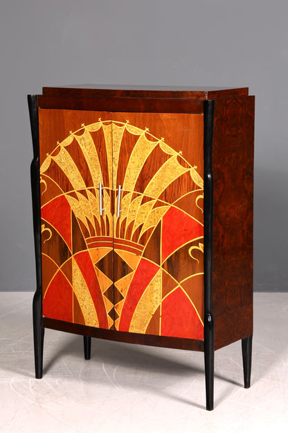 Traumhaftes Art Deco Design Highboard Schrank Kommode Wäscheschrank Vertiko Sun Cabinet