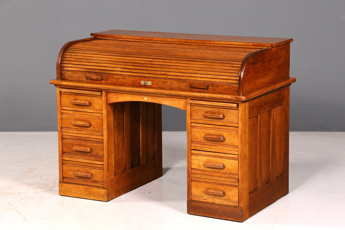 Beautiful Bauhaus-style roll-top escritoire, Art Deco desk, office table, vintage