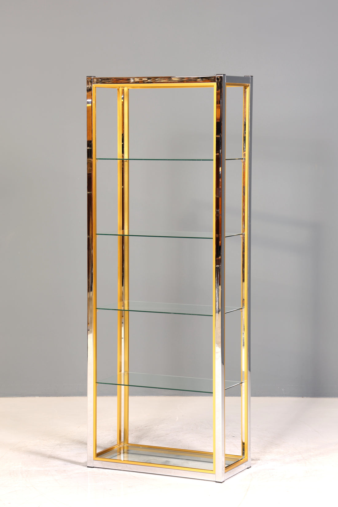 Wunderschönes Bücherregal Design by Renato Zevi Chrome Regal Mid Century Buchablage 1 von 2