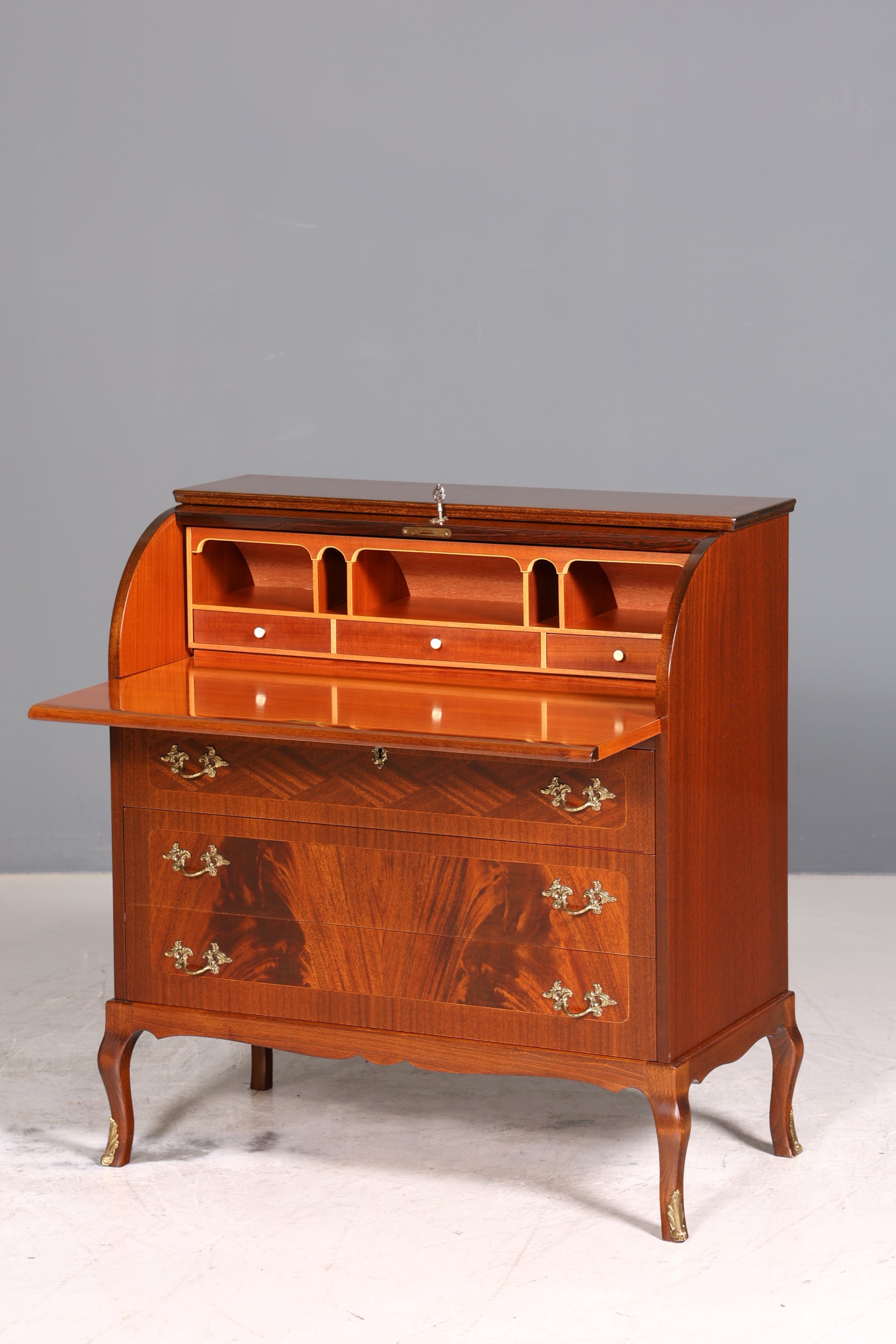 Stilvoller Rollladensekretär im Barock Stil Büro Kommode Sekretär Schreibkommode Schreibtisch