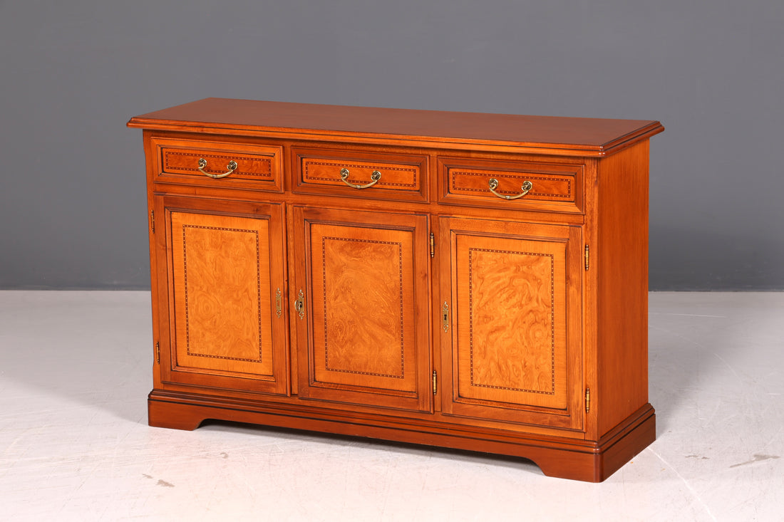 Buffet original Selva Epoca en cerisier, commode, buffet, armoire avec incrustations, mobilier italien