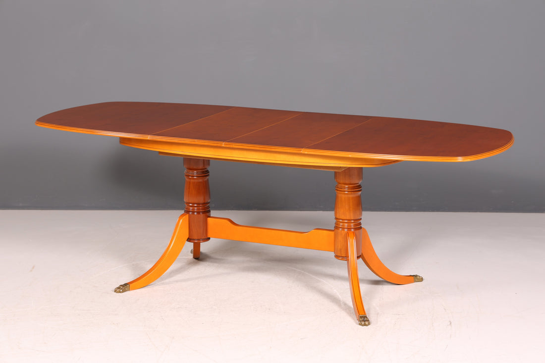 G035 Finish cm Wunderschöner Englischer Tisch ausziehbarer Esstisch Antik Stil 60s Küchentisch Eibe