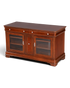 Hauptstadt Möblerei Sideboard aus dunklem Holz mit zwei Glastüren, Schubladen und dekorativen silbernen Griffen