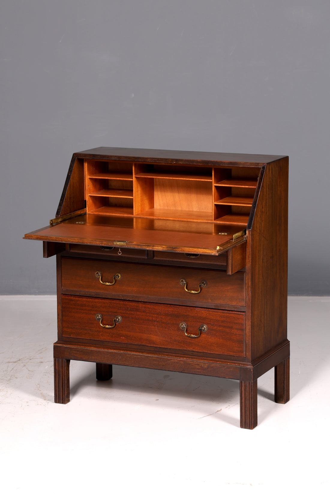 Magnifique secrétaire anglais, commode bureau en bois massif, bureau, commode, bureau ancien vintage