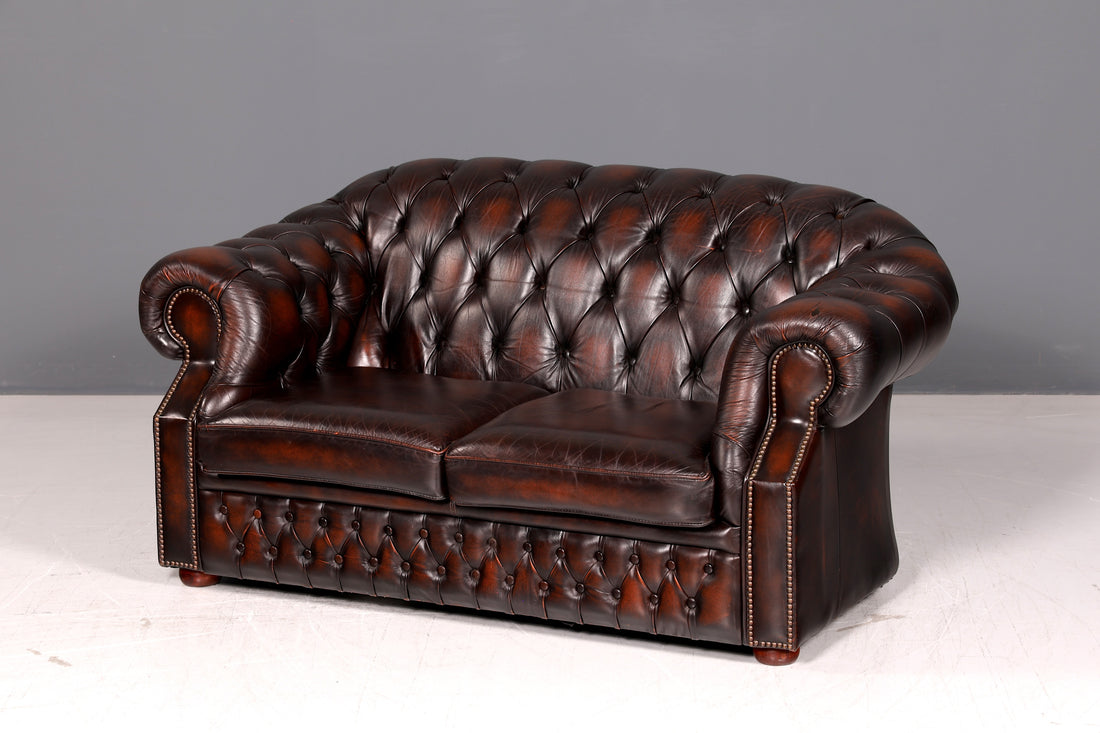 Magnifique canapé Chesterfield Centurion original 2 places cuir véritable canapé anglais UK antique vintage