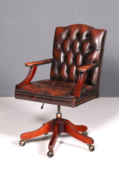 Wunderschöner Original Chesterfield Centurion Bürosessel Echt Leder Englisch Bürostuhl Office Chair