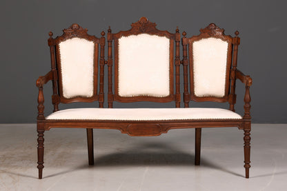 Élégante banquette néorenaissance, canapé ancien de l’époque Gründerzeit, banquette rembourrée, banquette de salon