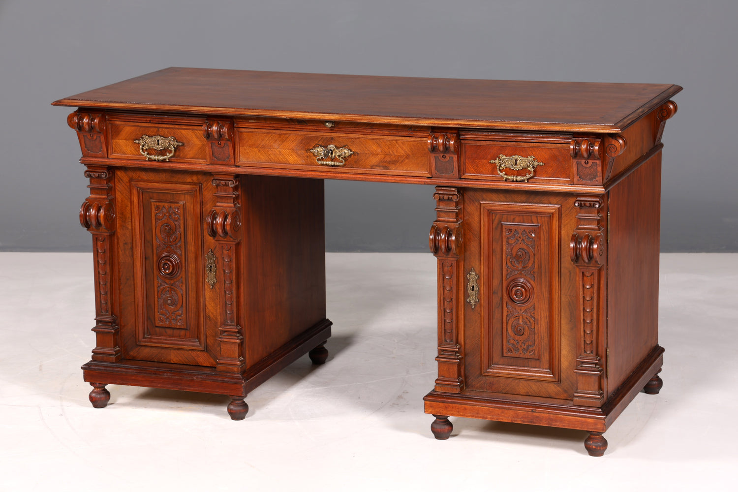 Traumhafter Gründerzeit Schreibtisch Jugendstil Bürotisch echt Holz Antik Desk