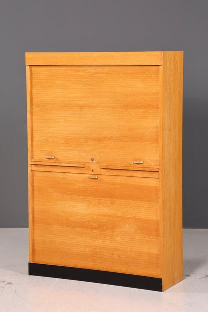 Schlichter Rollladenschrank Bauhaus Apothekerschrank Aktenschrank Büro Art Deco Schrank Massivholz Vintage