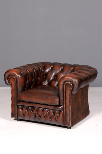 Élégant fauteuil Chesterfield Centurion original, fauteuil anglais à accoudoirs, fauteuil de gentleman en cuir, Angleterre