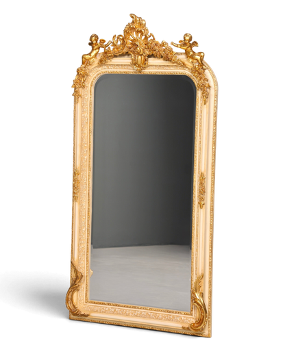 Stilvoller Prunk Barock Stil Standspiegel Antik Stil Gold Creme Ornament Flurspiegel Spiegel Wandspiegel