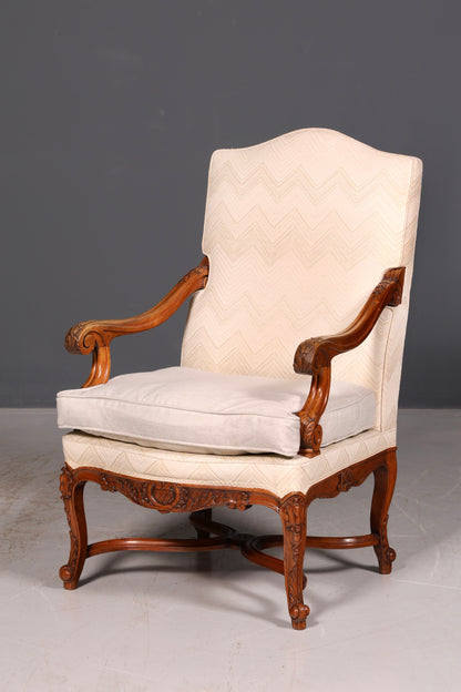 Élégant fauteuil Louis Philippe à accoudoirs de l’époque Gründerzeit, fauteuil ancien rembourré, 1 sur 2
