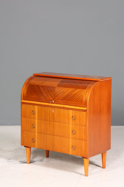 Stilvoller Mid Century Rollladen Sekretär echt Holz Büro Schrank Vintage Schreibkommode