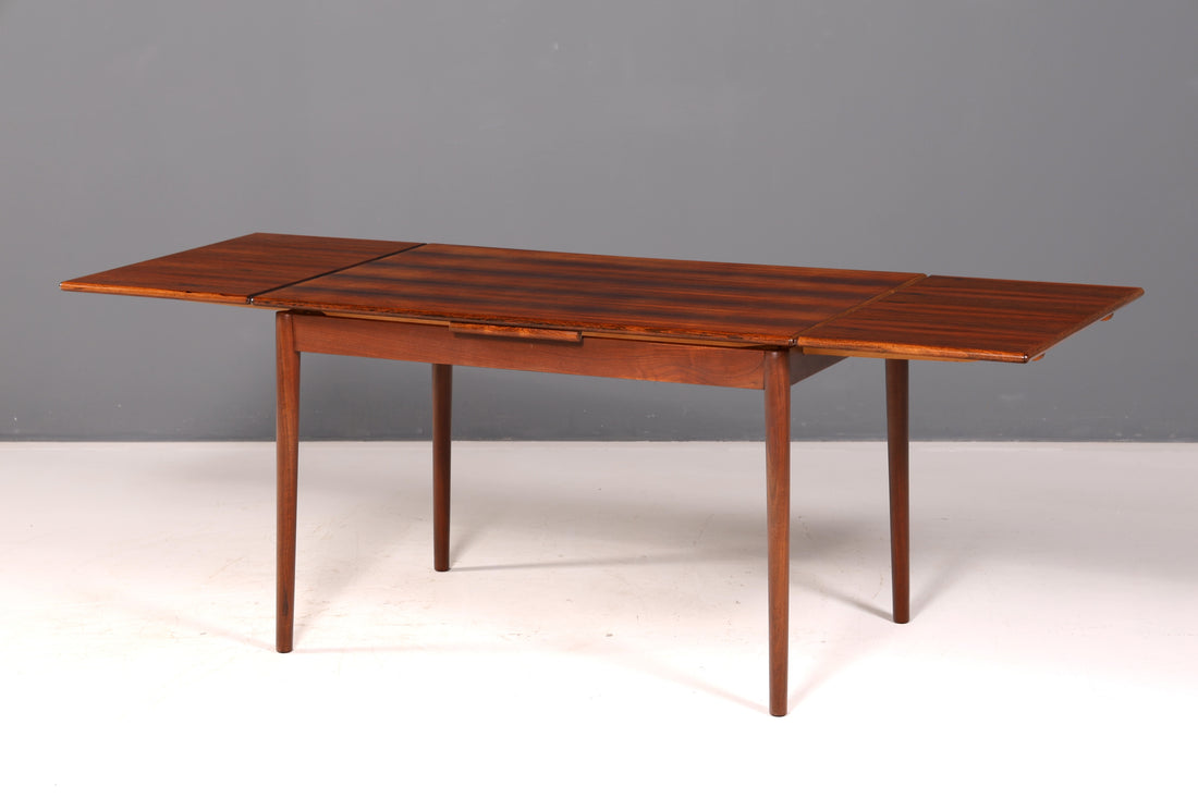Elegant mid-century rosewood dining table, extendable vintage table, retro kitchen table, dining room