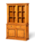 Hauptstadt Möblerei Vitrinenschrank aus honigfarbenem Holz mit zwei Glastüren, zwei Schubladen und zwei Schranktüren