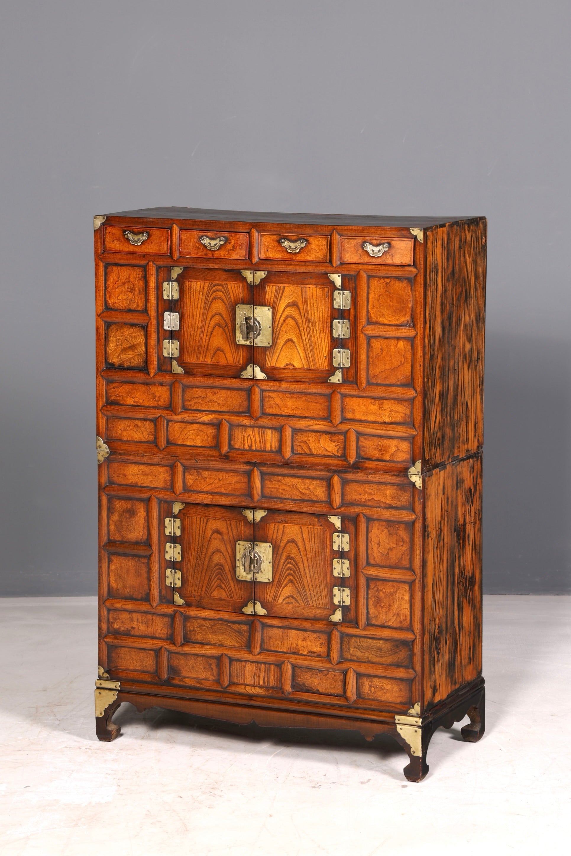 Wunderschöner Asiatischer Schrank Kabinettschrank Antik Kommode Messing echt Holz Vertiko