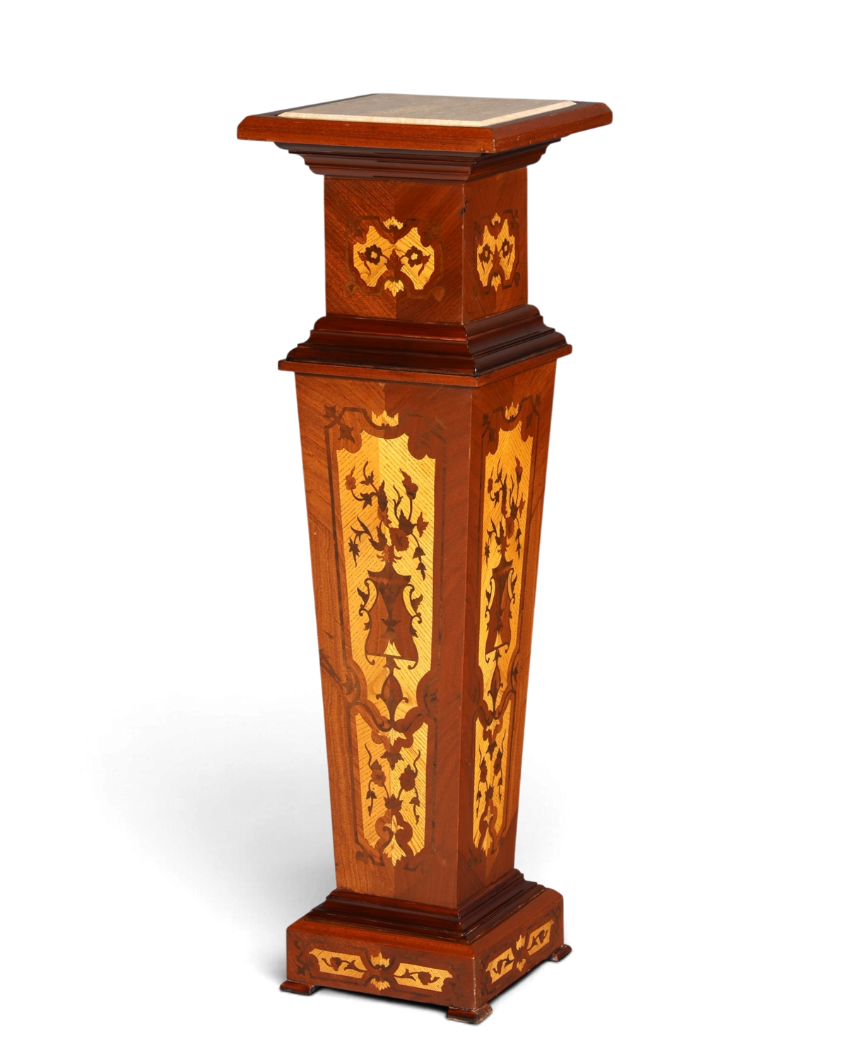 Wunderschöne Barock Stil Säule Louis XV Blumensäule Naturstein Marmor Intarsien Ablage Tisch