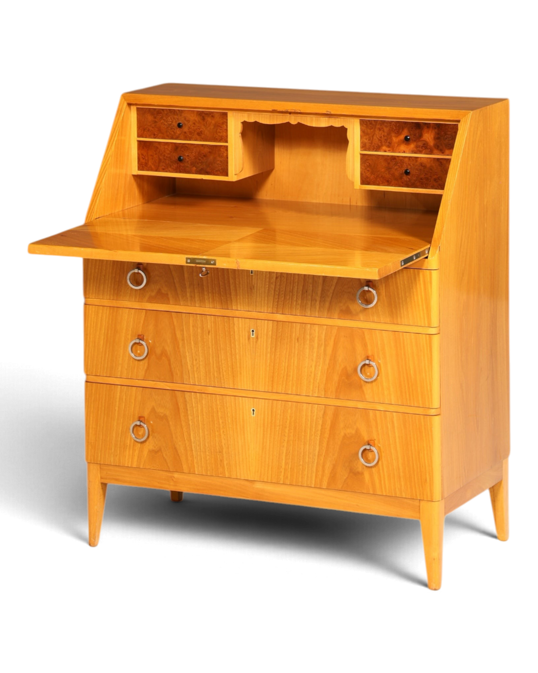 Schlichter Mid Century Sekretär Vintage Schreibmöbel echt Holz Kommode Retro Office Secretary