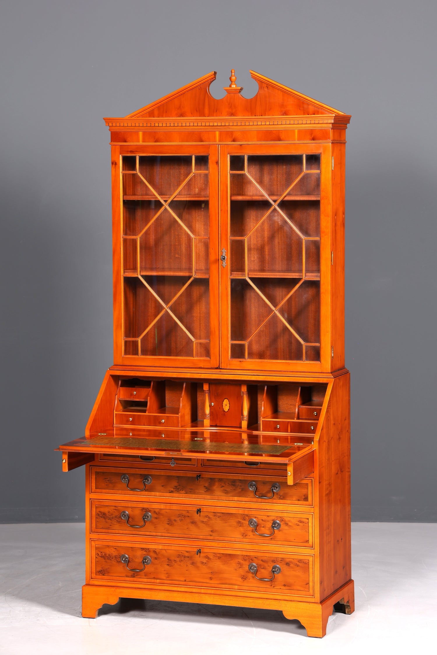 Bureau secrétaire anglais élégant, bureau de bureau, bois d&