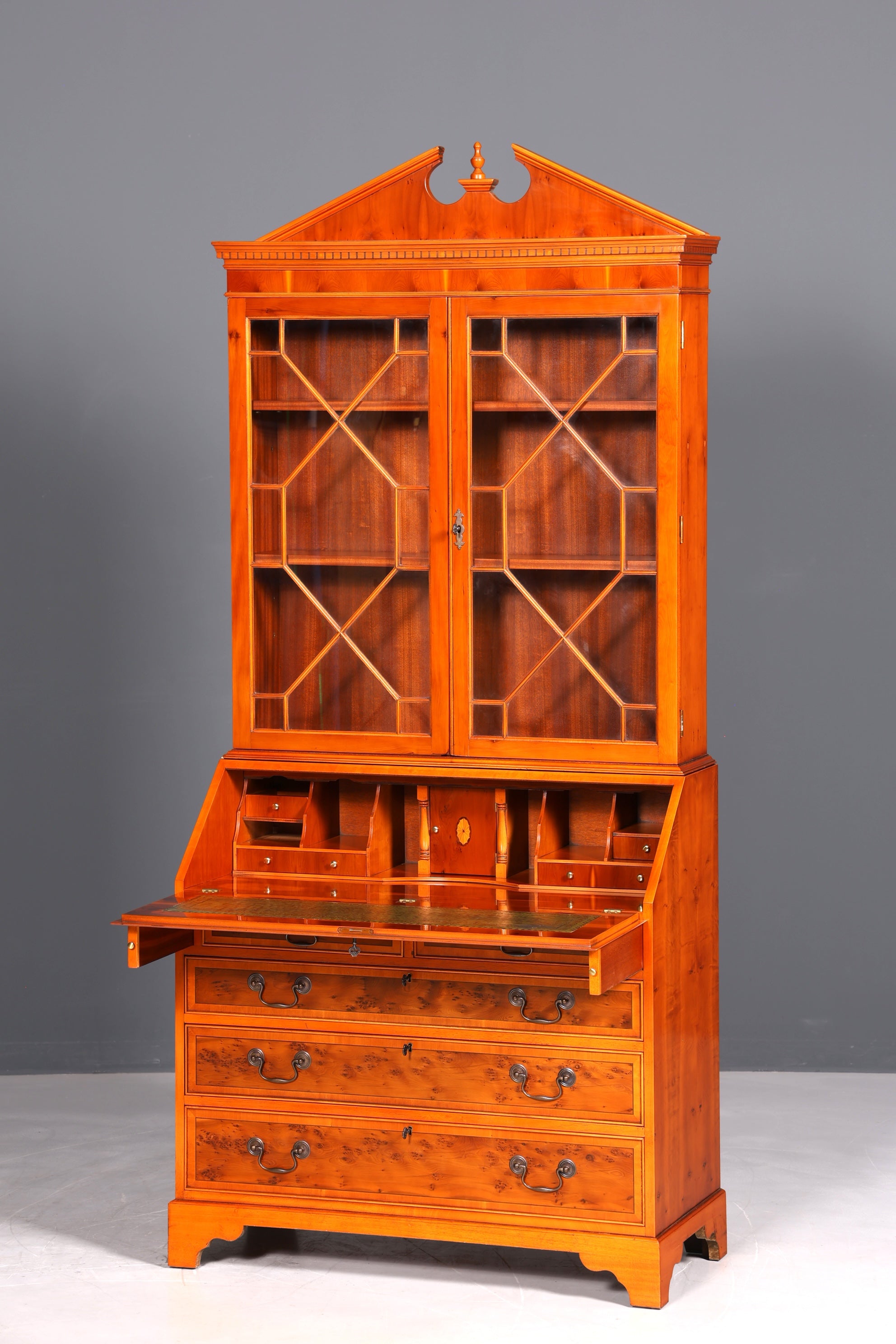 Bureau secrétaire anglais élégant, bureau de bureau, bois d&