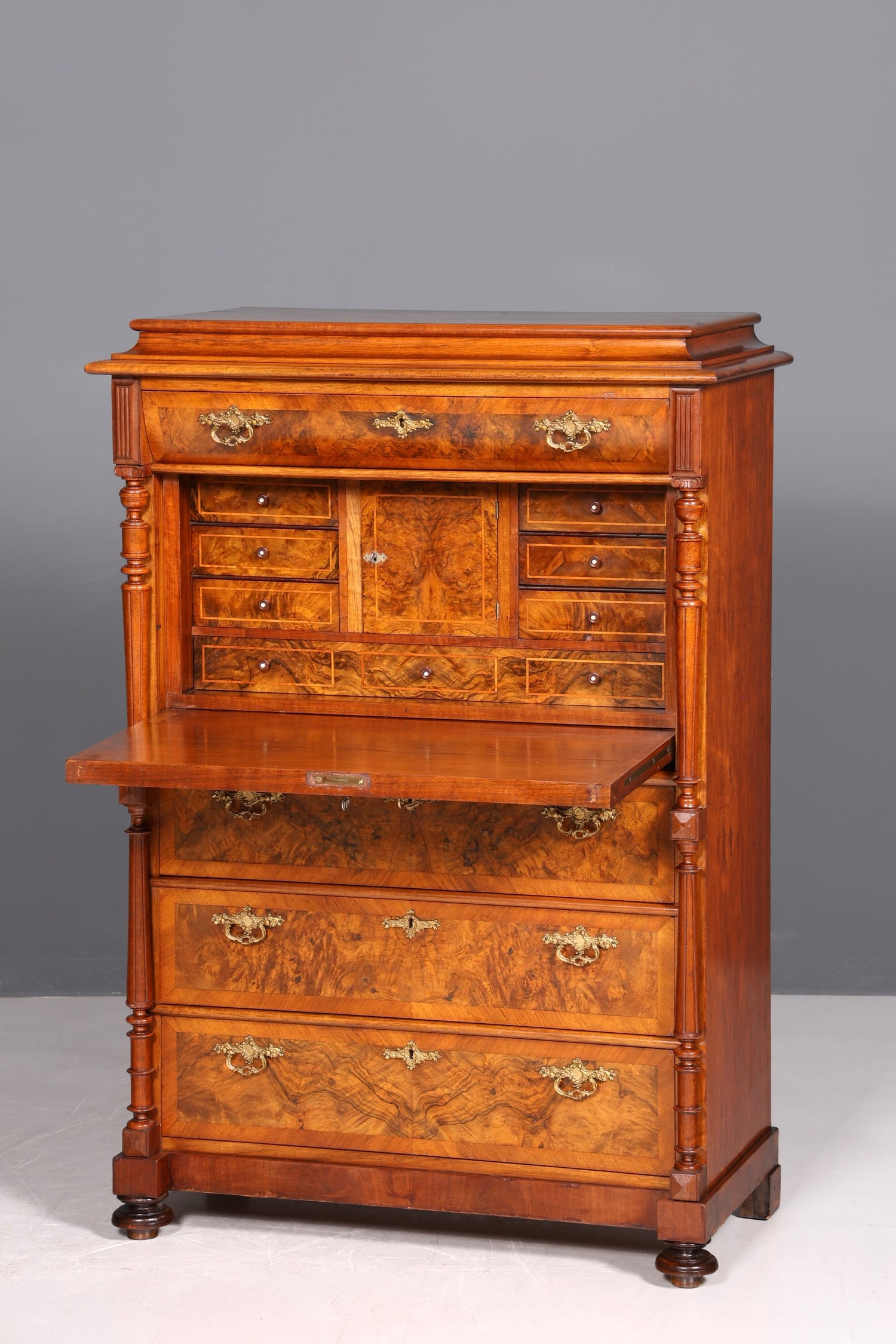 Beau secrétaire Gründerzeit, buffet haut vertiko, commode Louis Philippe, vers 1880