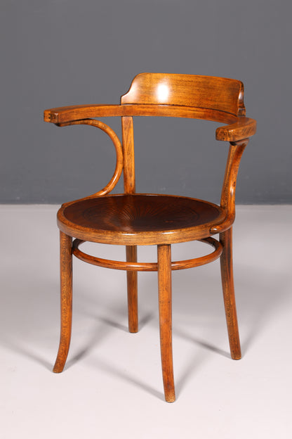 Magnifique fauteuil à accoudoirs de style Thonet, en bois courbé, antique, chaise de secrétaire vintage pour salle à manger ou cuisine