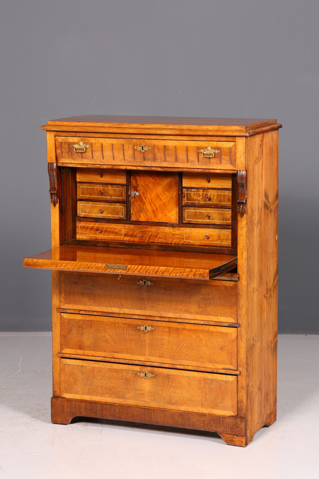 Magnifique secrétaire de style Gründerzeit, commode Art nouveau, commode à tiroirs ancienne, Vertiko vintage