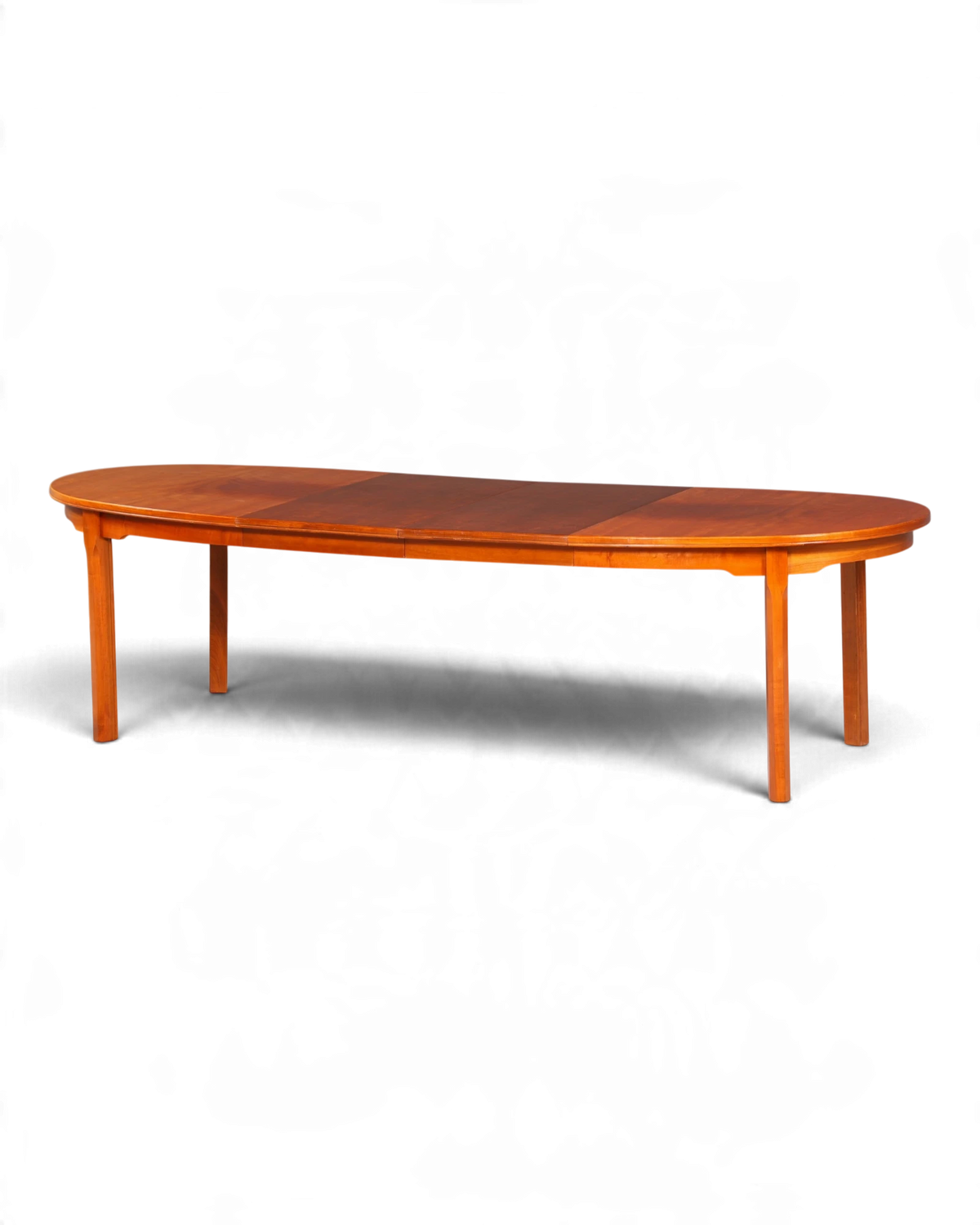 Table à manger ovale extensible de style Mid Century, table vintage rétro de cuisine en bois massif