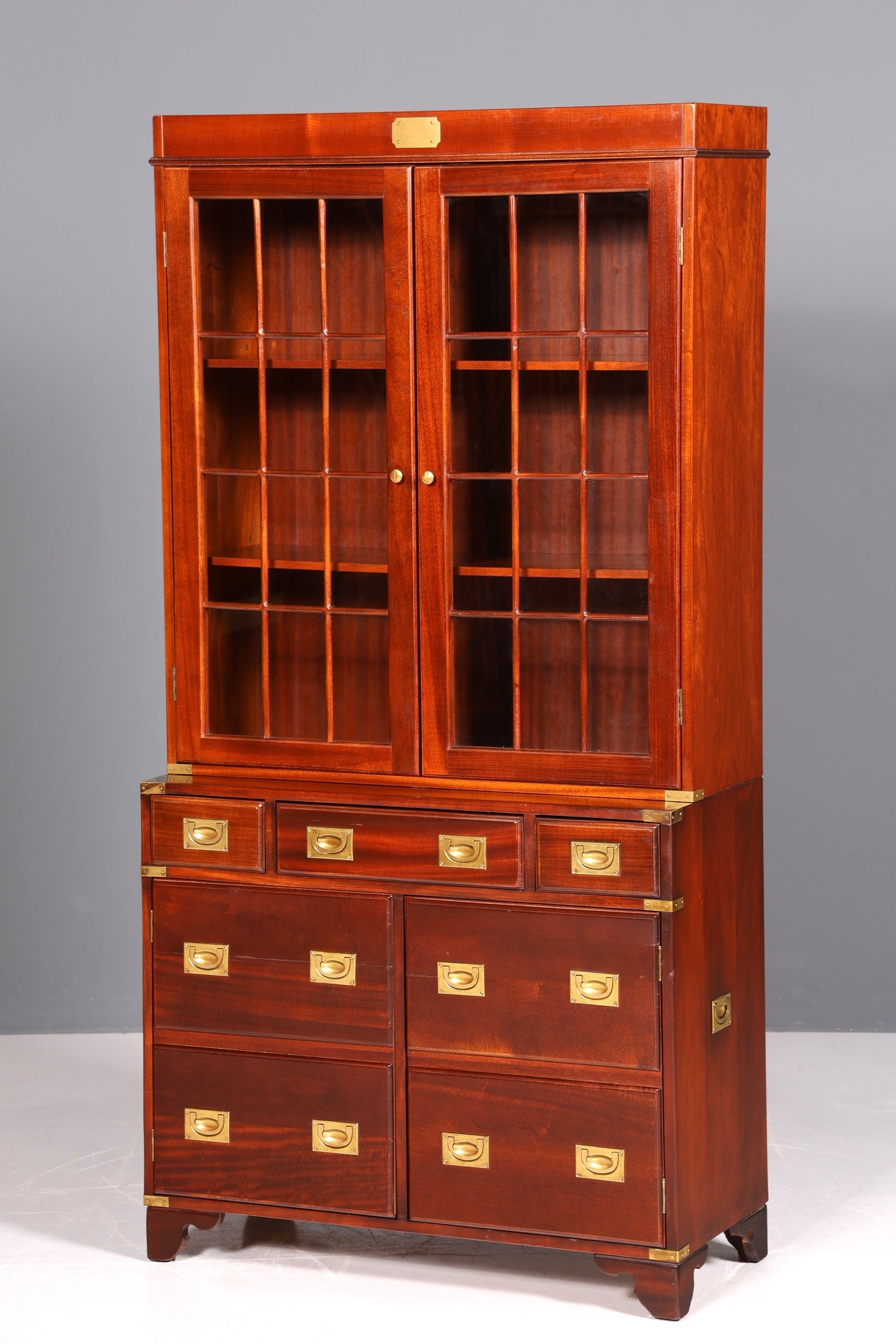 Magnifique vitrine maritime, meuble anglais, bibliothèque en bois véritable, buffet anglais