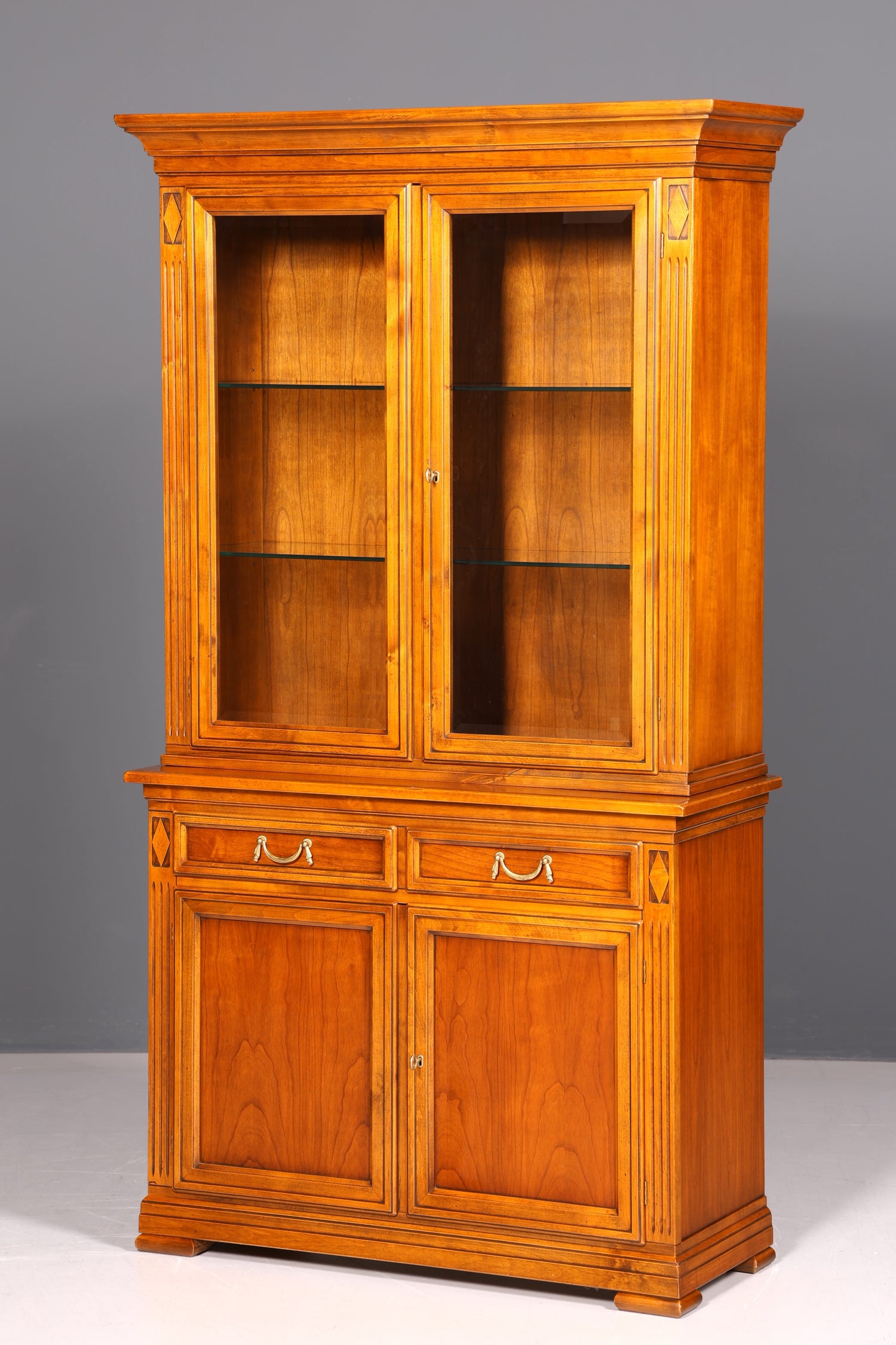 Edle Original Selva Vitrine Villa Borghese Antik Stil Massivholz Buffet Schrank Bibliothek