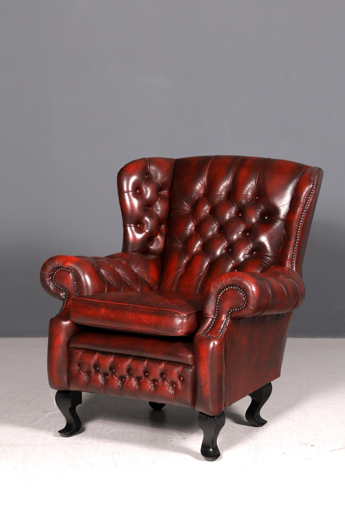 Fauteuil Chesterfield à oreilles original anglais cuir fauteuil pour homme UK fauteuil à accoudoirs wingback